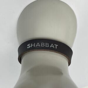 bracelet silver tone and brown leather with SHABBAT or sabbath by Thirty-One